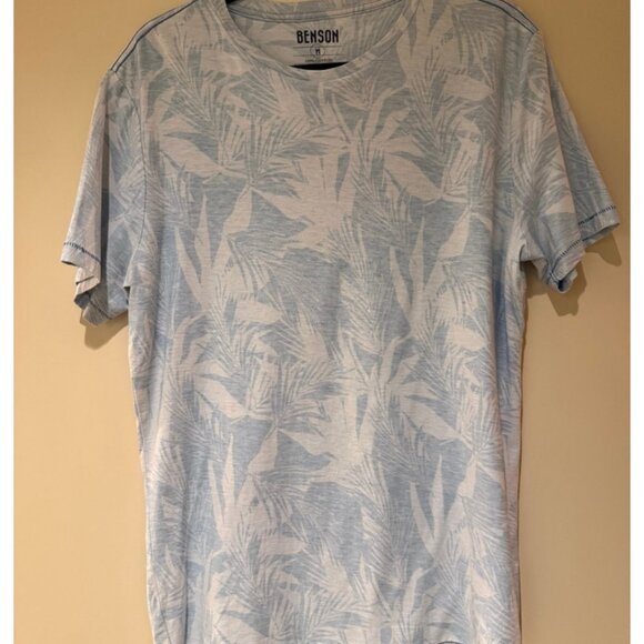 Benson Reverse Print Slub T-Shirt, Blue, Size Medium - Picture 2 of 5